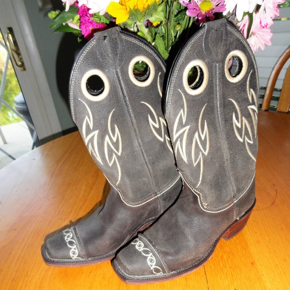 Justin Boots Shoes - Womens Justin Cowboy Boots Gray Nubuck 6 B